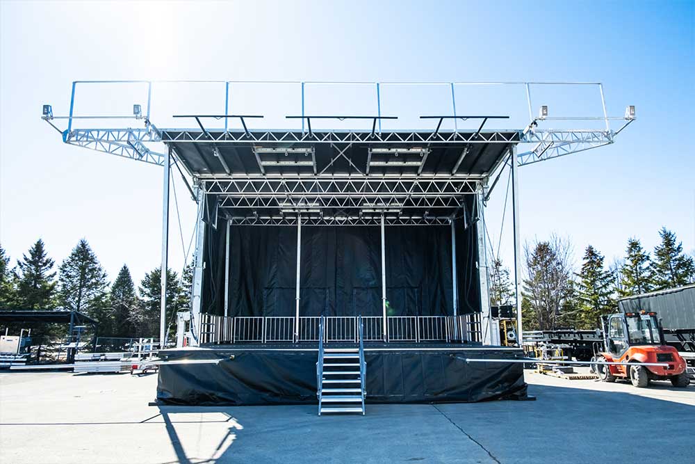 Stageline SL225 mobile stage trailer, closed and towable